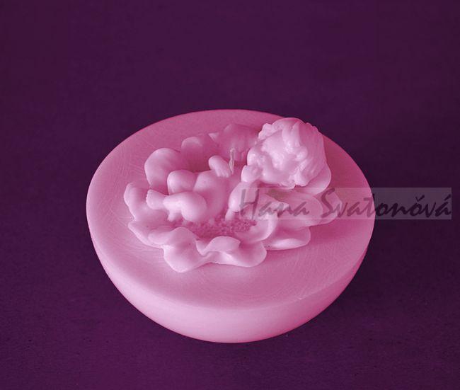 Andílek na kvítku půlkoule - průměr 10cm