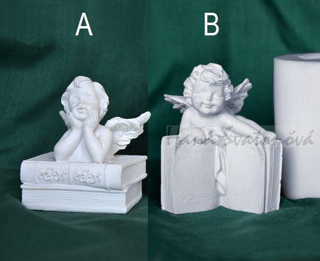 Anděliček a kniha - výška 5,5 a 6,5cm