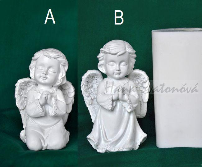 Andělíček bílý klečící a modlící - výška 8 a 10cm