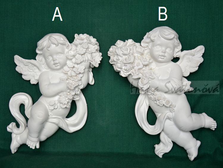 Relief Anděl s květinami - vel. 19cm