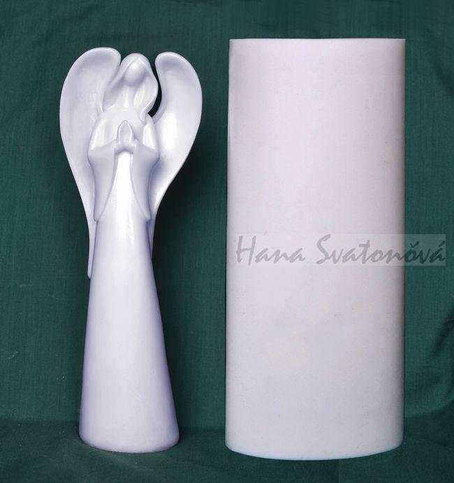 Anděl bílý vysoký - výška 26cm