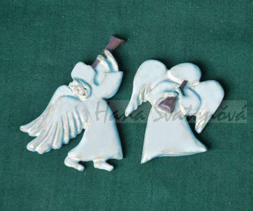 Relief 2 Andělíčci s trumpetou stojící - vel.  6 a 4cm