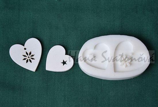 Relief 2 srdíčka - vel. 3 a 2,5cm
