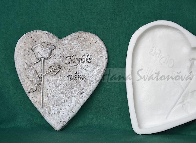 Relief Srdce Chybíš nám  - vel. 11x12cm