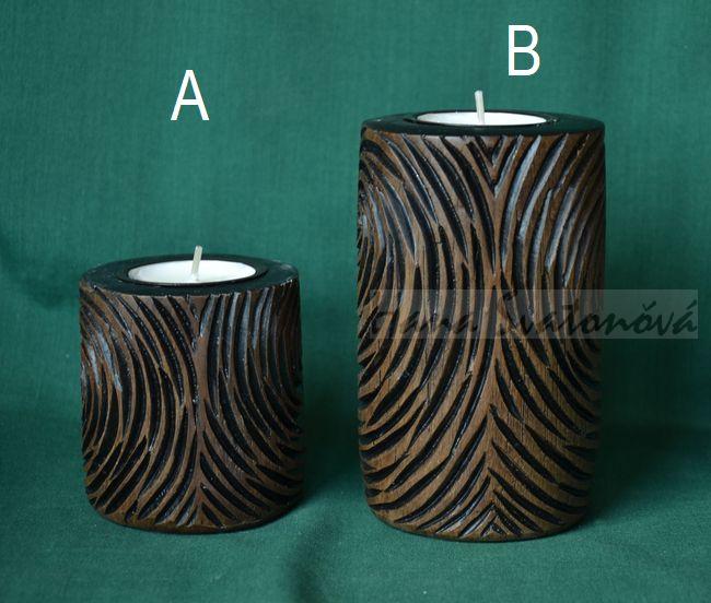 Forma svícen dekoér Dřevo, na MALOU čajovou svíčku výška 7,5 a 12cm