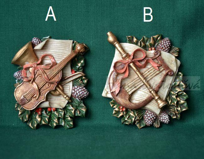 Relief - vánoční, hudební motiv, vel. 8cm