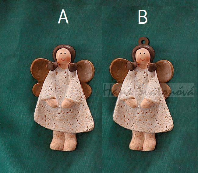 Relief Andělíček s hnědými křídly - vel 6cm